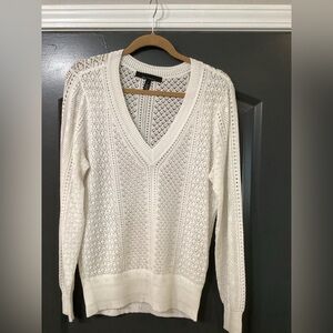 White House Black Market V-Neck Sweater in White
